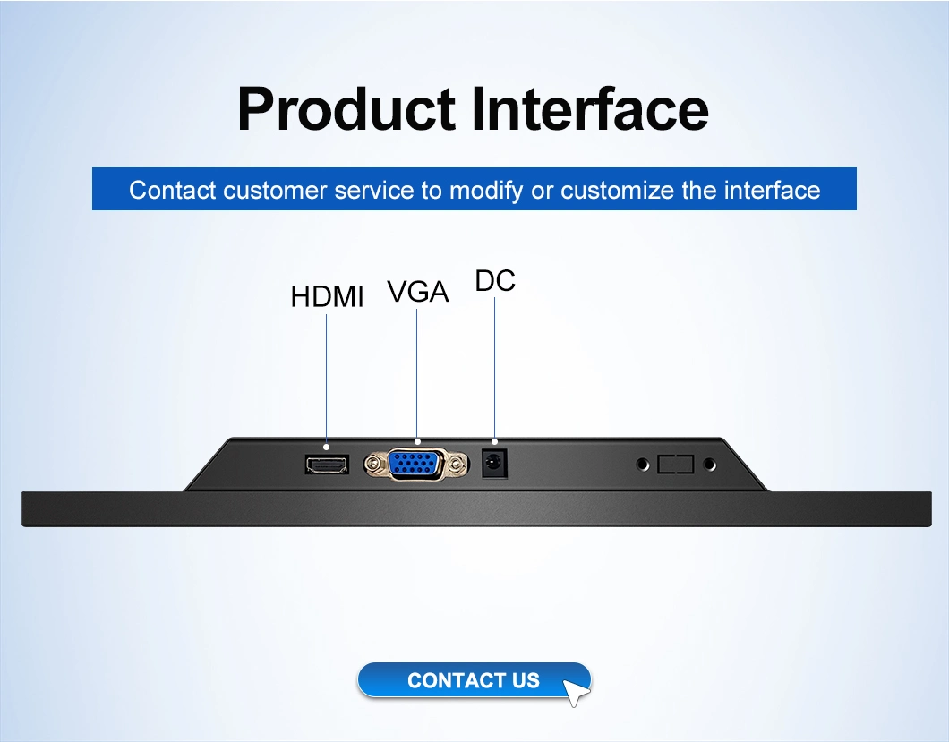 15.6 Inch IPS1366*768 HDMI VGA AV BNC Resistive Touch Screen Metal Case TFT Wall Mounted OEM ODM Industrial Factory LCD Monitor